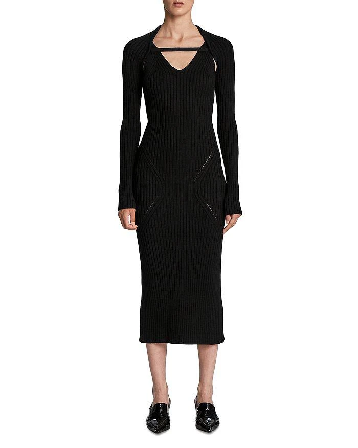 LVIR V Neck Ribbed Knit Dress 1