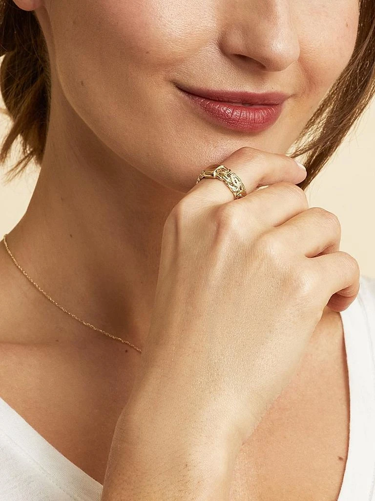 Oradina 14K Yellow Solid Gold Byzantine Band Ring 3