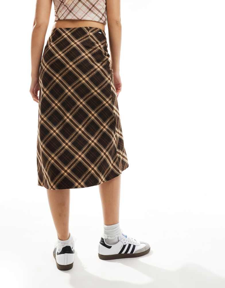 minga Minga London plaid midi skirt with lingerie bow