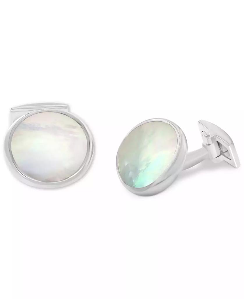 Effy EFFY® Men's Mother of Pearl Bezel Disc Cufflinks in Sterling Silver