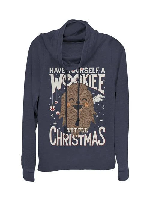 Star Wars Wars Wookiee Christmas Sketched Cowl Neck Graphic Pullover 1