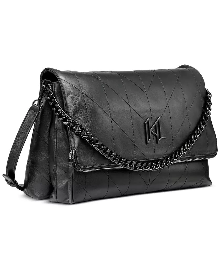 Karl Lagerfeld Paris Lavande Large Leather Shoulder Bag 5