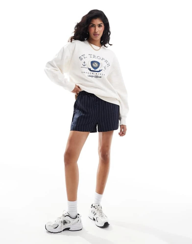 Abercrombie & Fitch Abercrombie & Fitch St Tropez print sweatshirt in cream 2