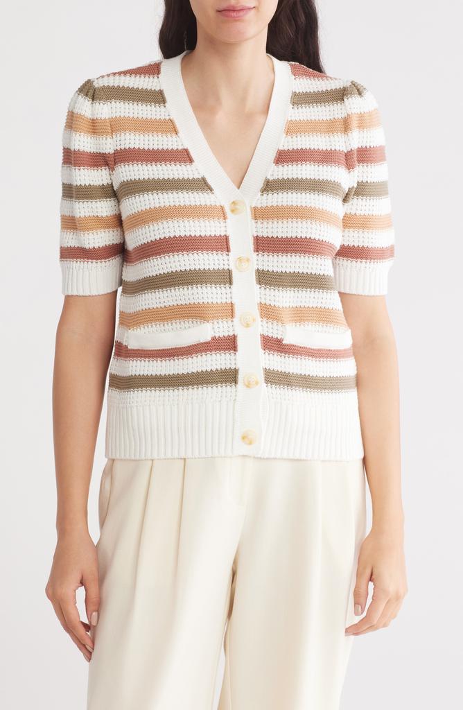 Design History Striped Textured Cardigan