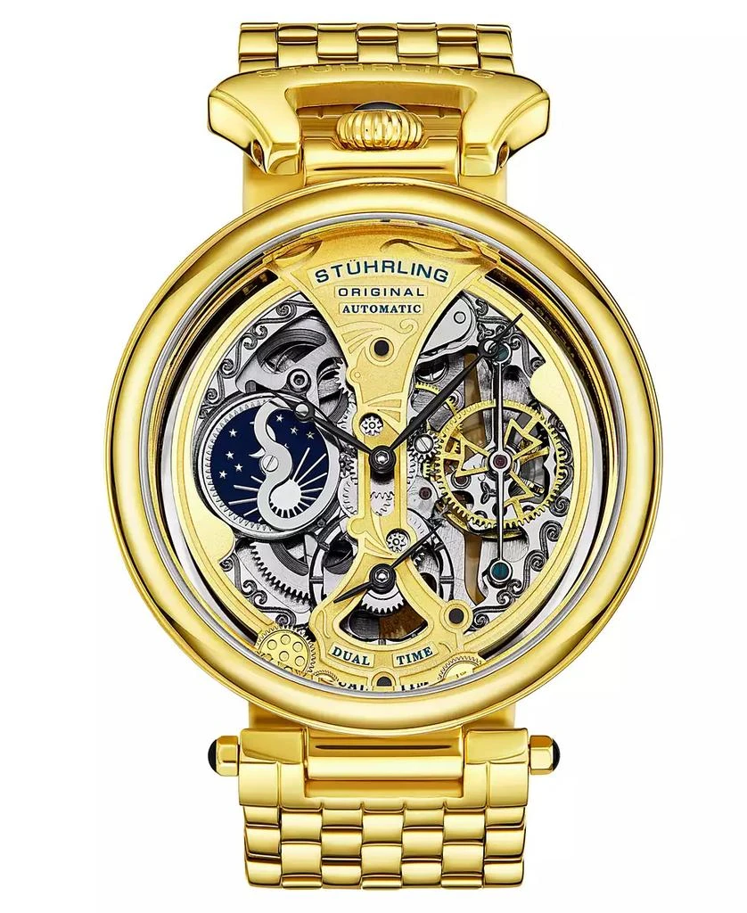 Stuhrling Men's Automatic Gold-Tone Link Bracelet Watch 46mm 1