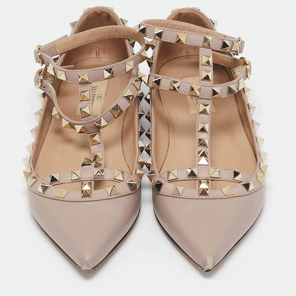Valentino Valentino Beige Leather Rockstud Cage Ballet Flats Size 38 3