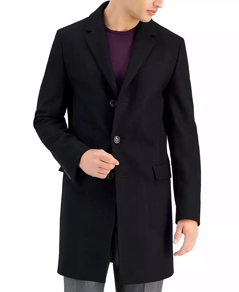 Hugo Boss Men's Slim-Fit Wool Classic Black Overcoat 4