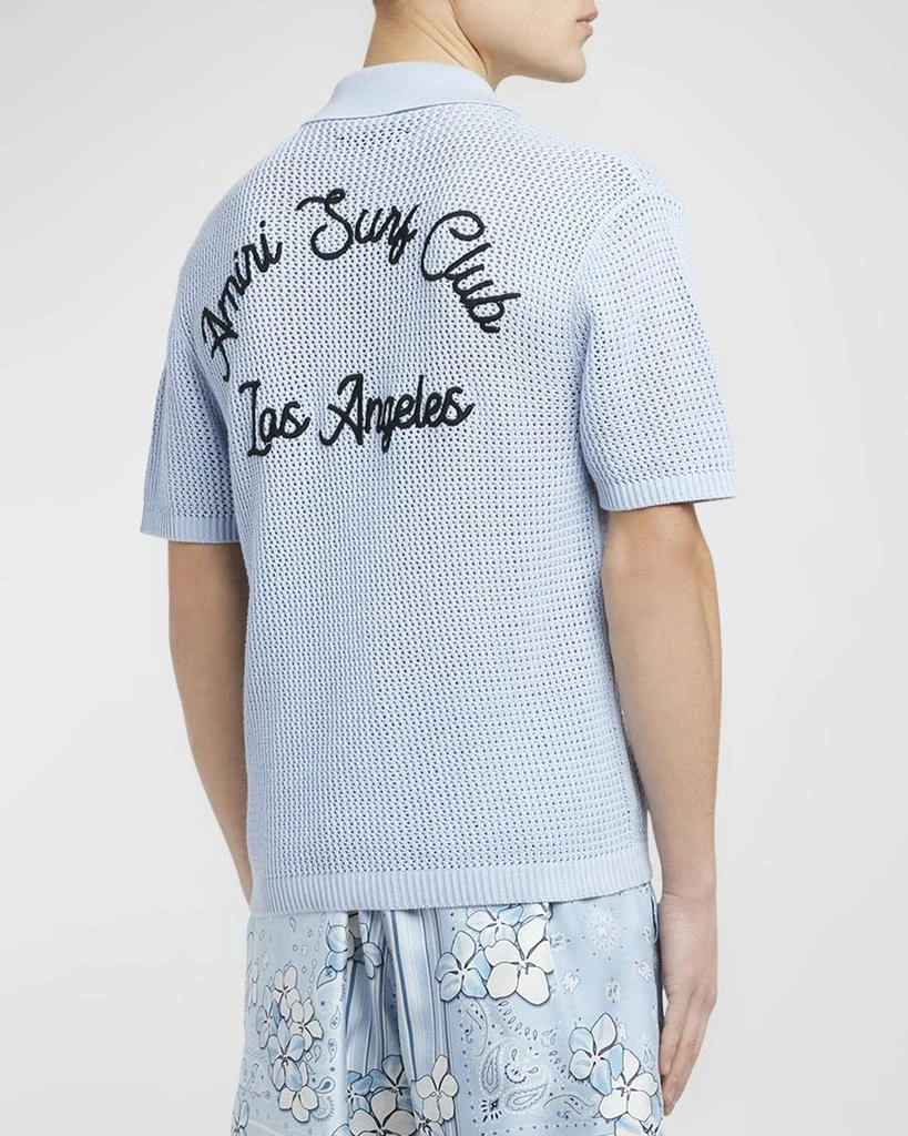 AMIRI Men's Surf Club Crochet Polo Shirt 3