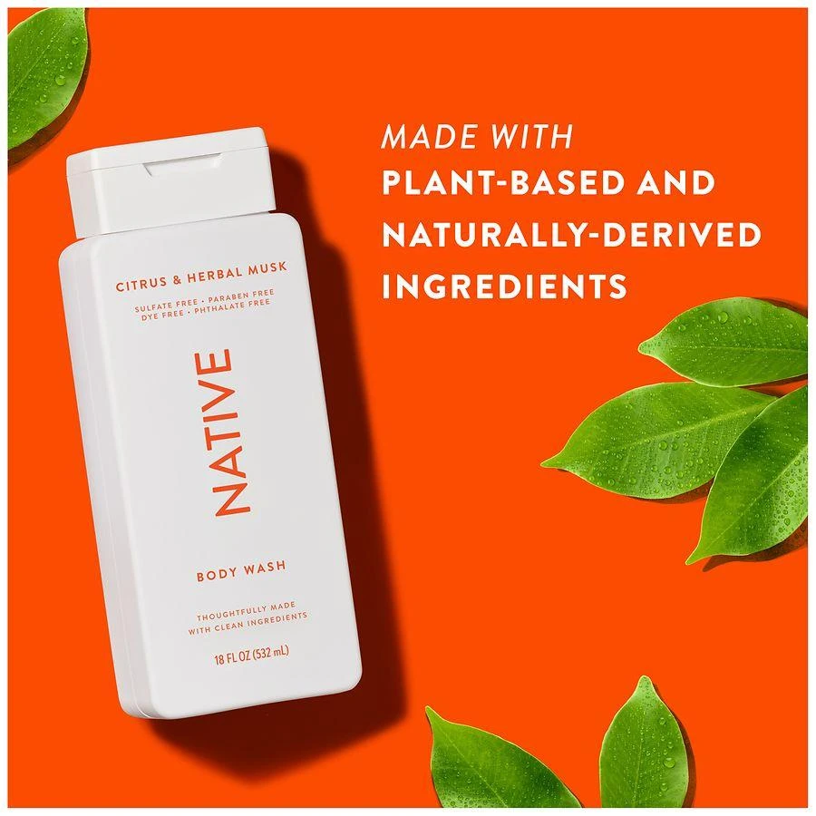 Native Body Wash, Sulfate Free, for Men and Women Citrus & Herbal Musk 6