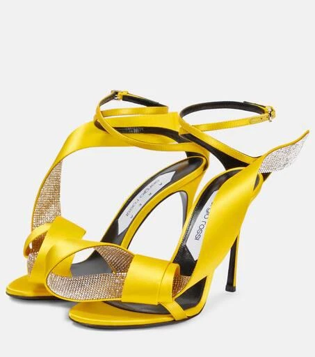 AREA x Sergio Rossi Marquise embellished satin sandals 5