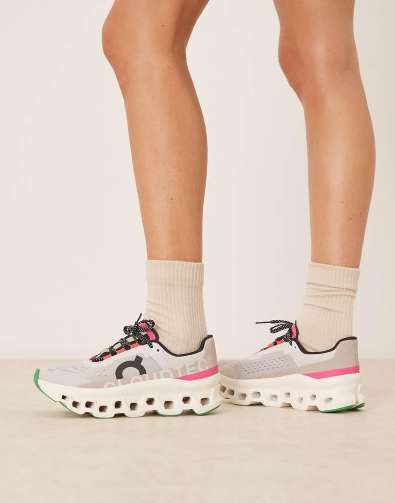 ON RUNNING ON Cloudmonster running trainers in silver ivory