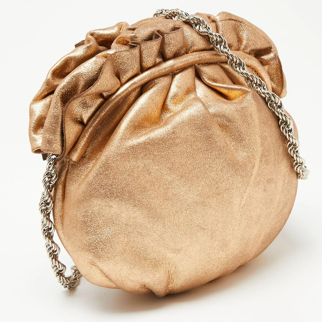Tahari Gold Leather Pleated Frame Crossbody Bag 2