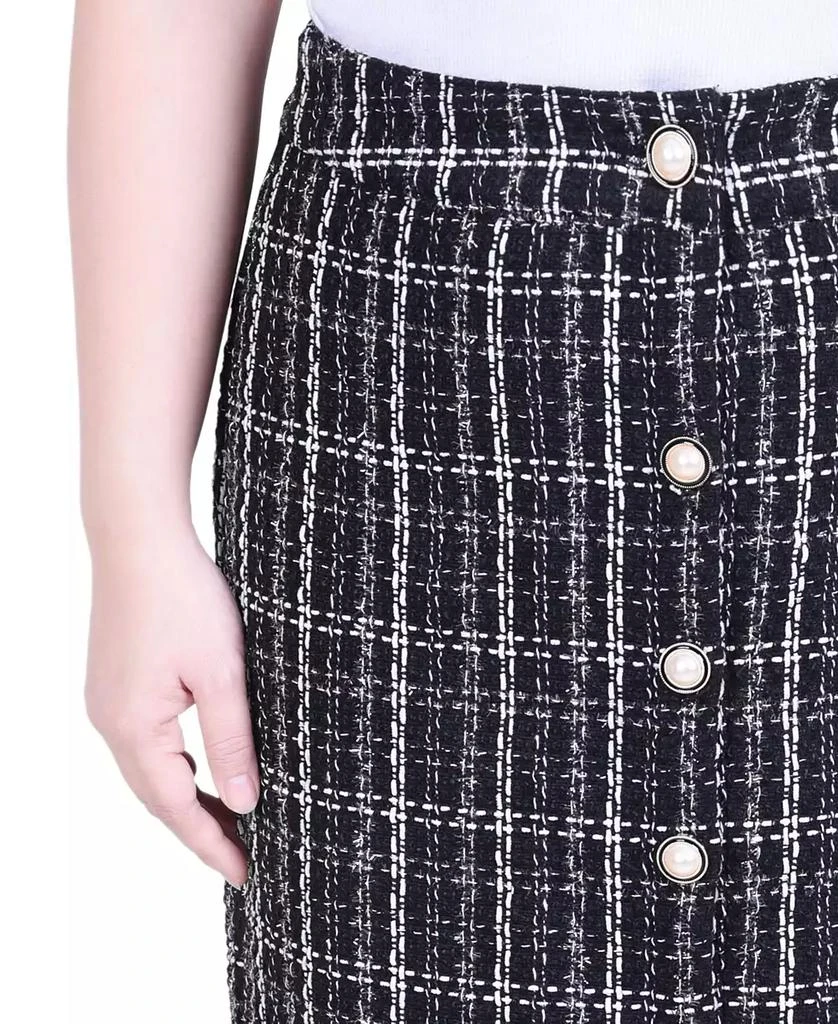 NY Collection Petite Slim Tweed Double Knit Knee Length Skirt 4