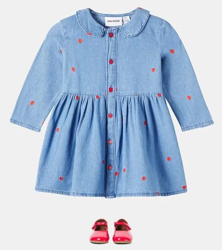 Blue Mini Hearts Woven Dress Kids - Mini Rodini