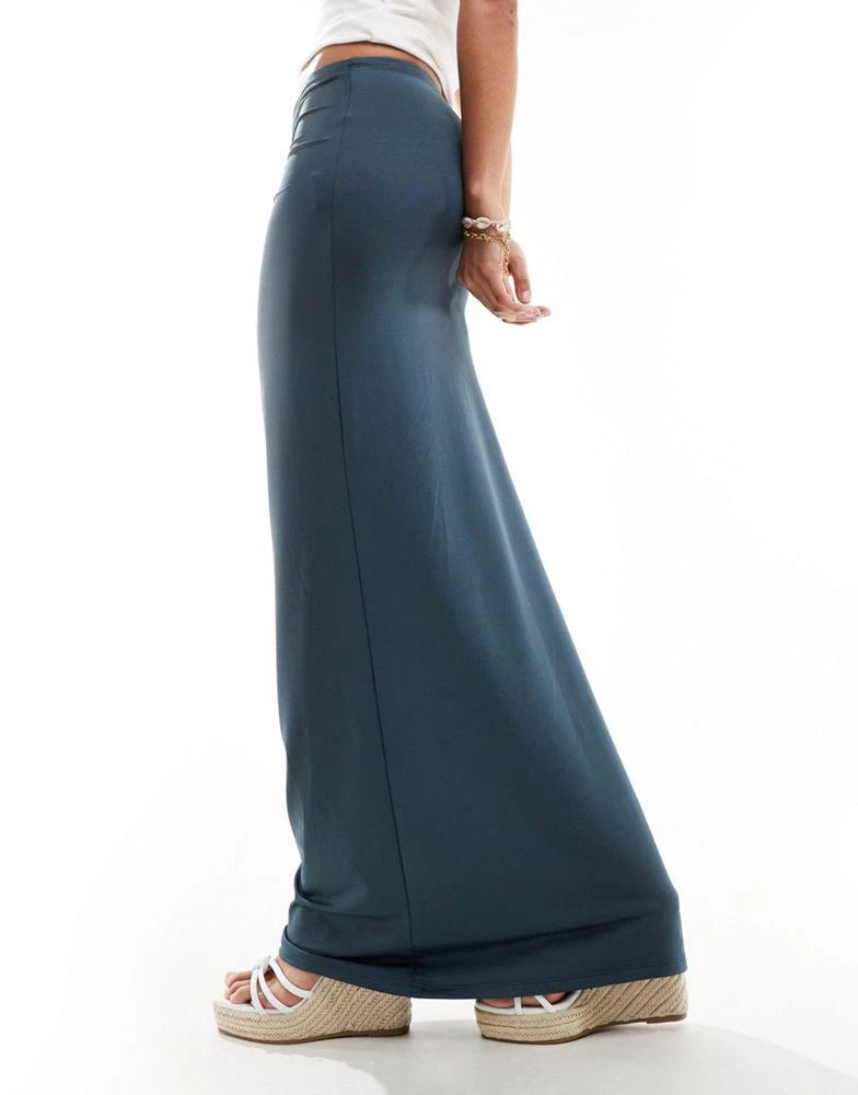ONLY ONLY ruched front maxi skirt in dark grey 2