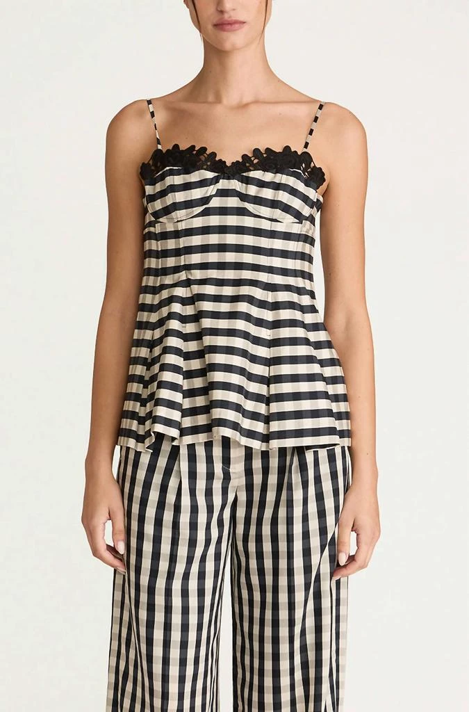 Rebecca Taylor Rebecca Taylor - Gingham Twill Embroidered Bustier Tank 1