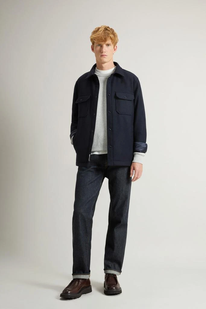 Woolrich Alaskan Padded Overshirt in Recycled Italian Wool Blend - Men - Blue 2