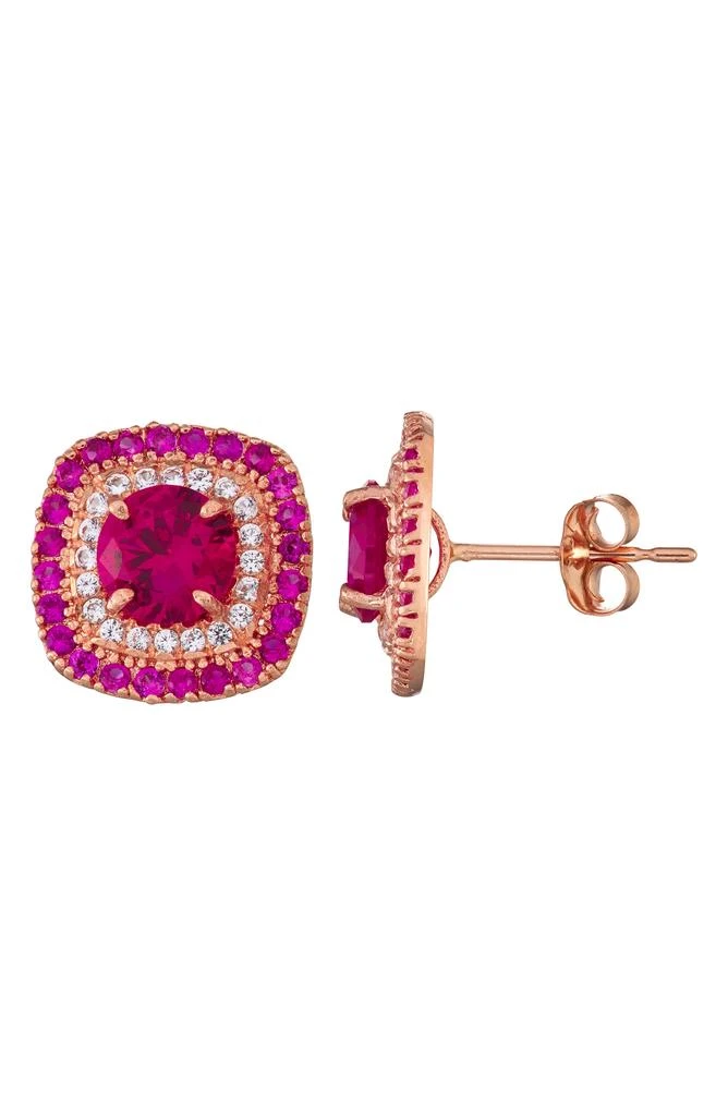 FUZION CREATIONS Lab Grown Ruby Halo Stud Earrings