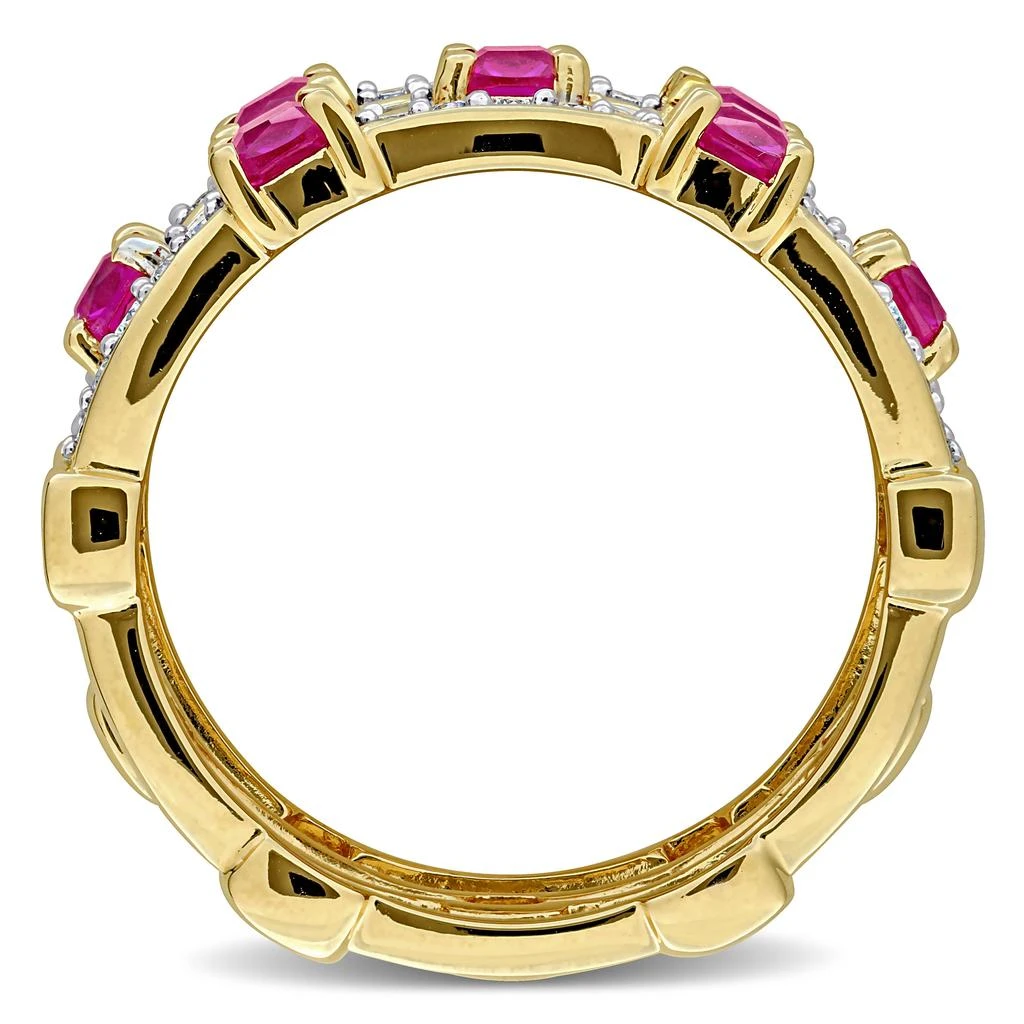 Mimi 
Max 1ct TGW Created Ruby 1/3ct TW Lab-Grown Diamond 3-Row Eternity Ring Yellow Silver 6