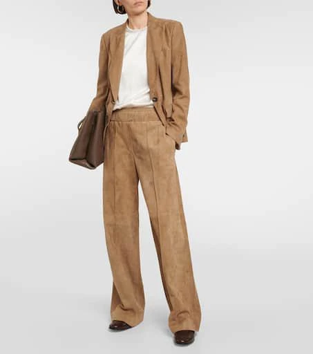 Brunello Cucinelli Wide-leg suede pants 2