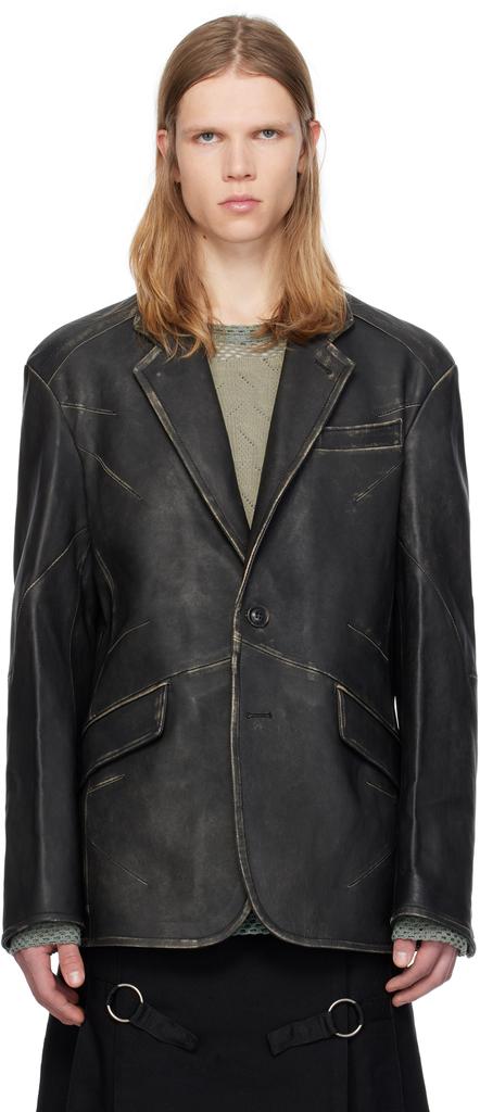 【ANDERSSON BELL】 FAUX-LEATHER & SHEER RIDER JACKET (BROWN) Andersson Bell Brown & Off-White Faux-Leather & Sheer Rider