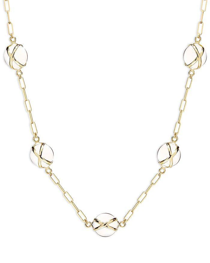 L. Klein 18K Yellow Gold Prisma Crystal Quartz Paperclip Link Collar Necklace, 16-18" 1
