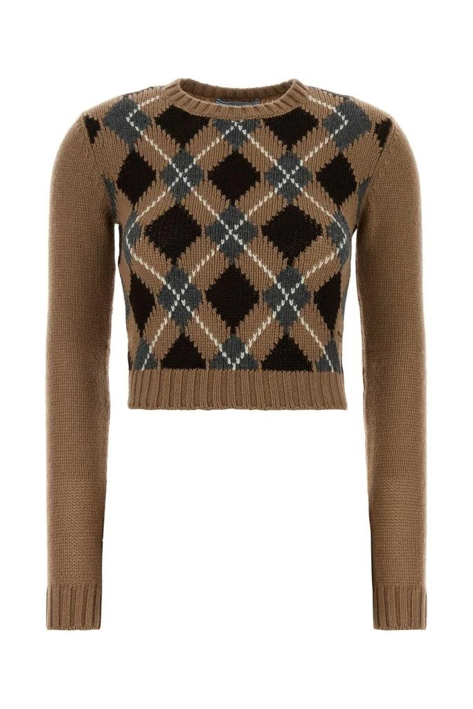 Prada Prada Check-Patterned Crewneck Jumper 1