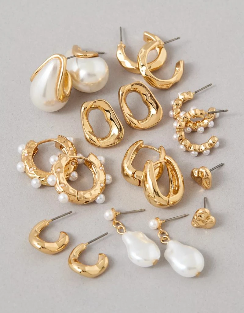 AE AEO Pearl & Gold Earrings 9-Pack 1