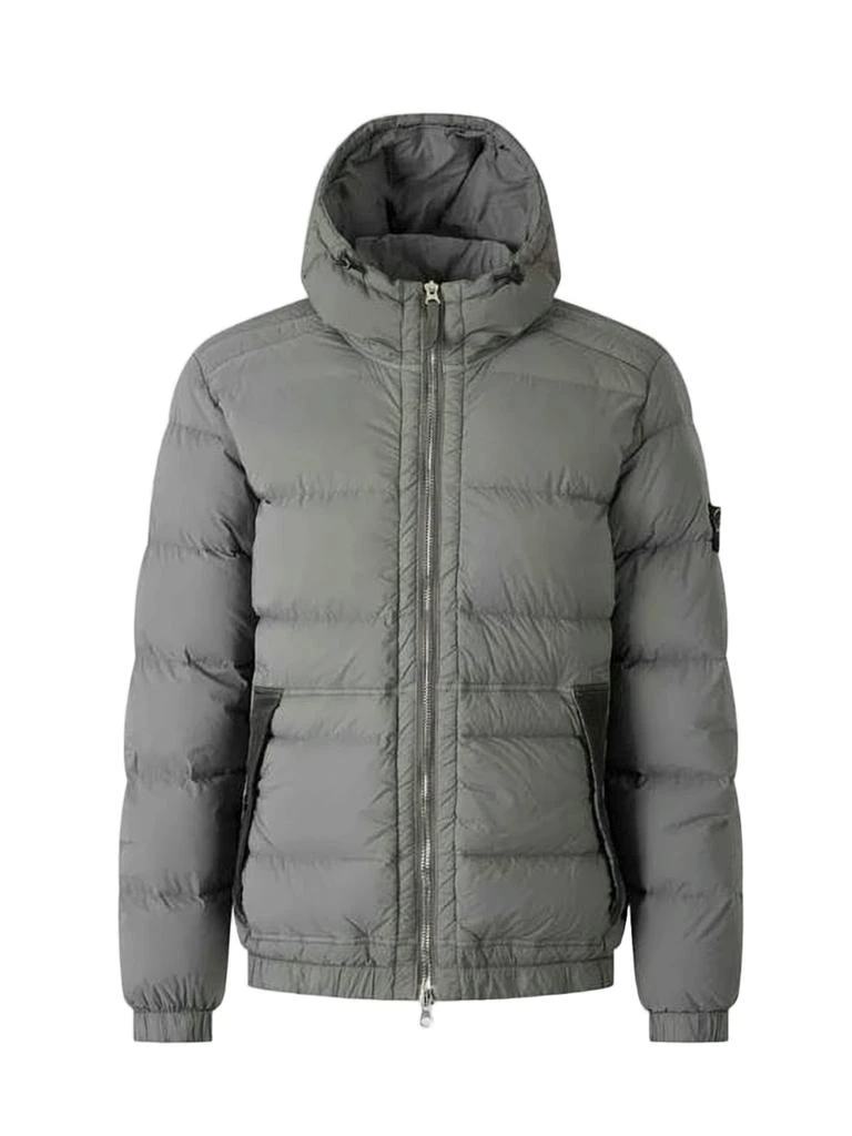 Stone Island Quilted Grey Padded Jacket with Adjustable Hood