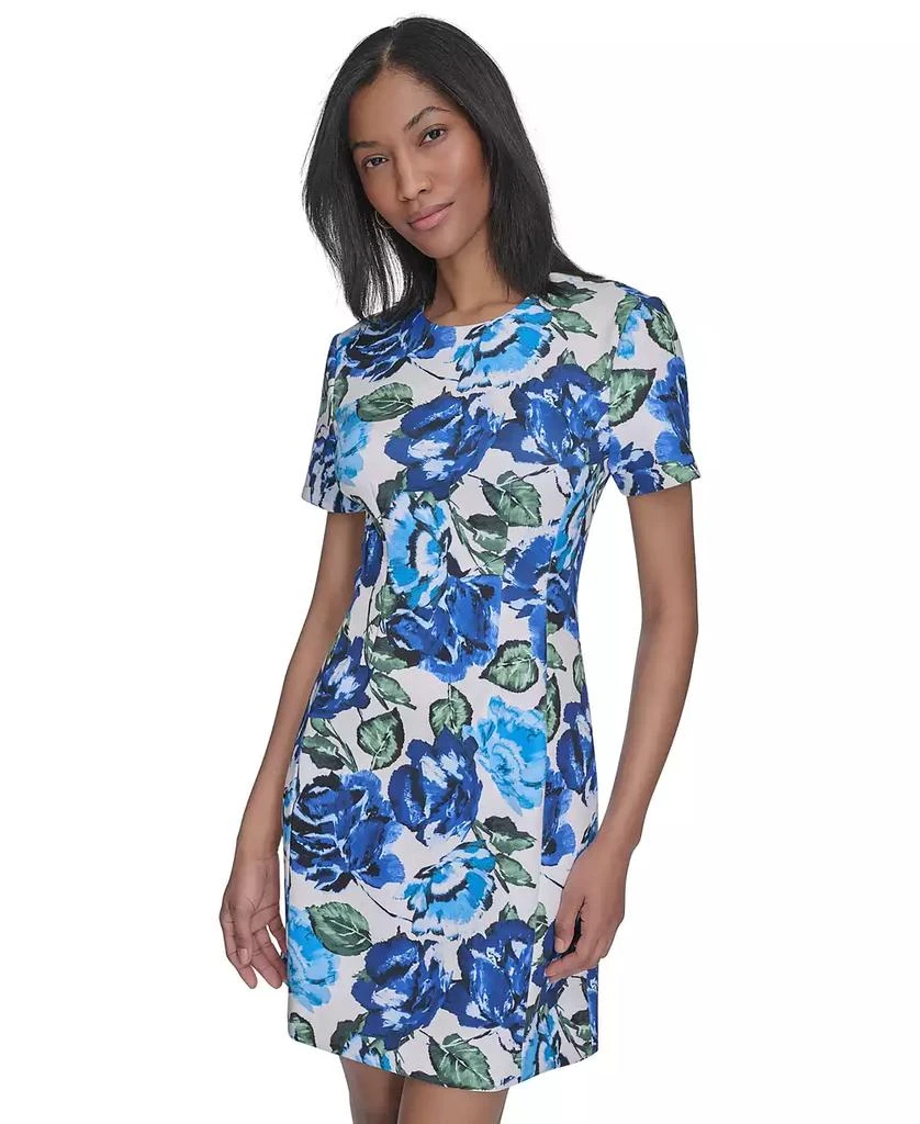 HALSTON Women's Printed Fit & Flare Short-Sleeve Dress 3