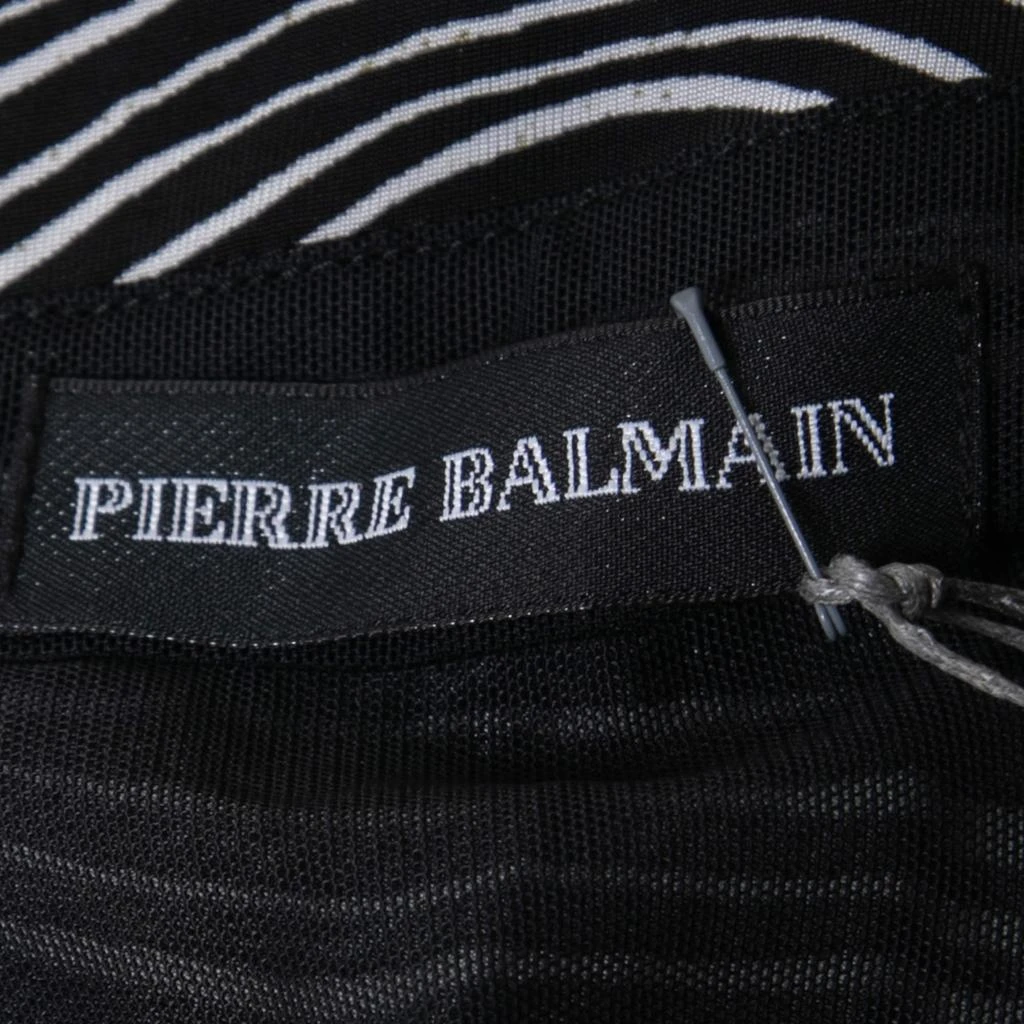 PIERRE BALMAIN Pierre Balmain Black and White Stretch Zebra Print Draped Jersey Mini Dress L 4