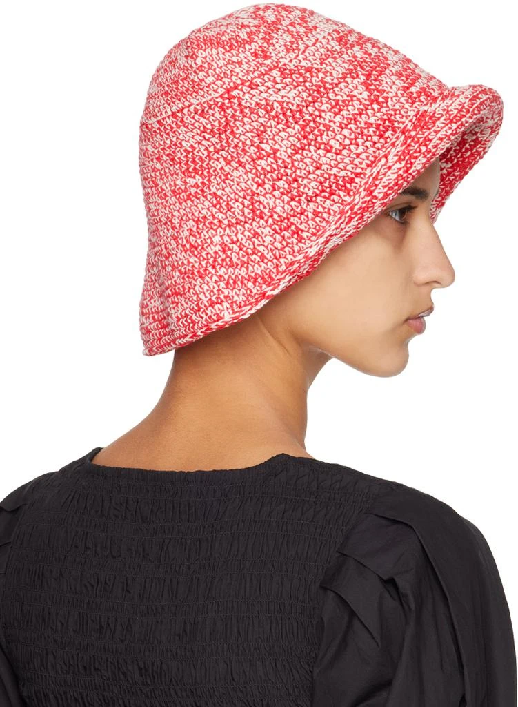 Ganni Red & White Crochet Bucket Hat 3