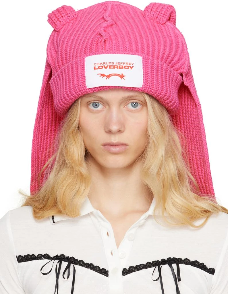 Charles Jeffrey Loverboy Pink Chunky Rabbit Beanie - Hats  display picture 2