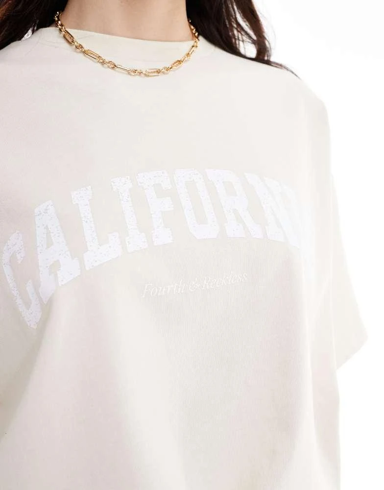 4th & Reckless 4th & Reckless California logo oversized t-shirt in cream 3