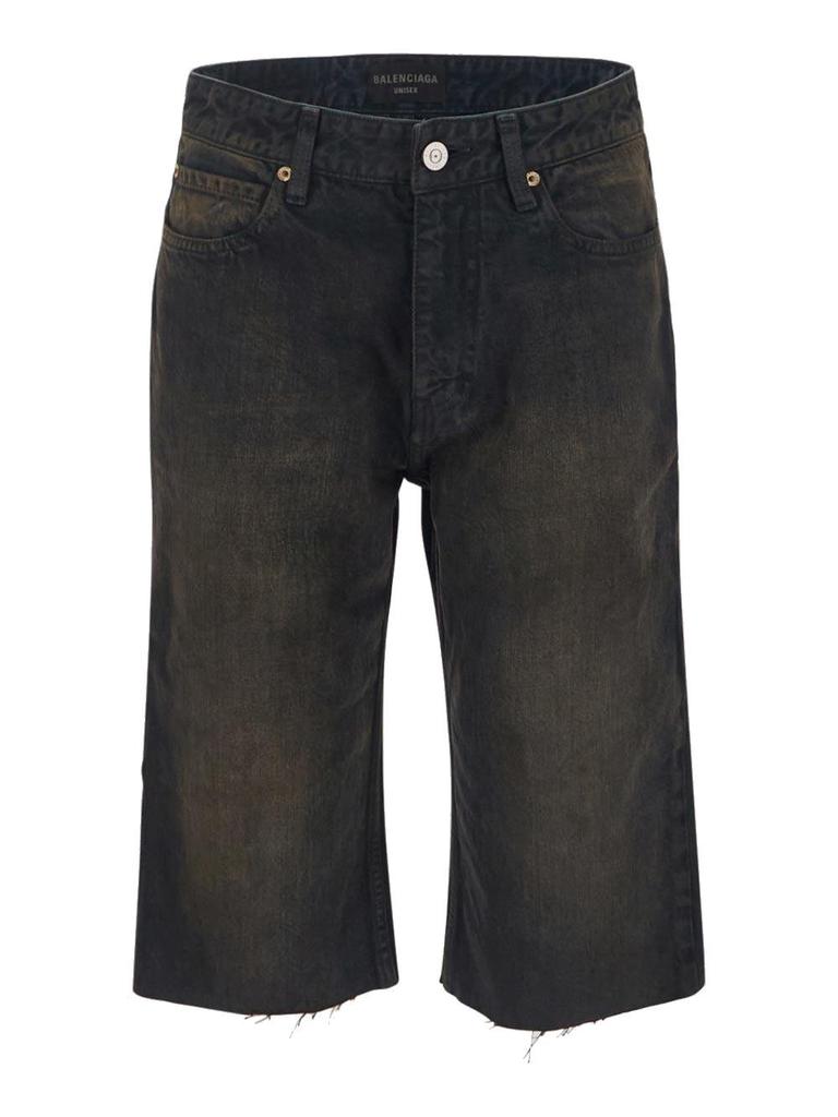 Balenciaga Balenciaga Frayed Edge Denim Shorts - Pants