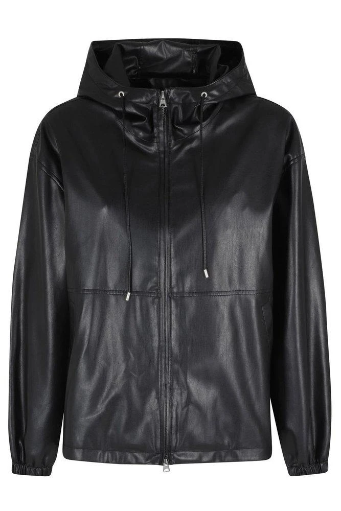 Dunst Dunst Zip-Up Leather Hooded Jacket
