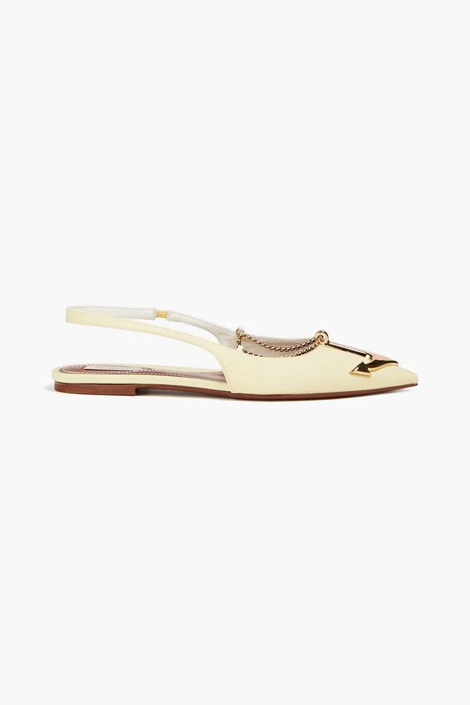 Zimmermann Embellished canvas slingback point-toe flats 1