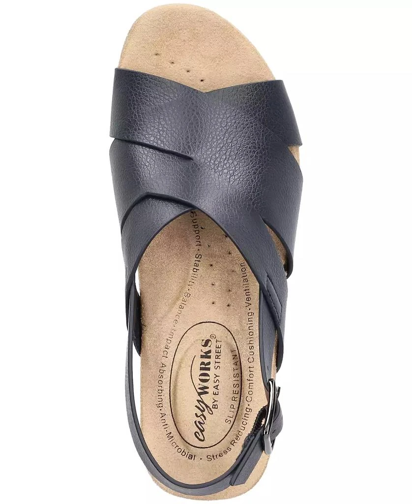 Easy Street Women's Raffey Buckle Slingback Slip Resistant Wedge Sandals 4