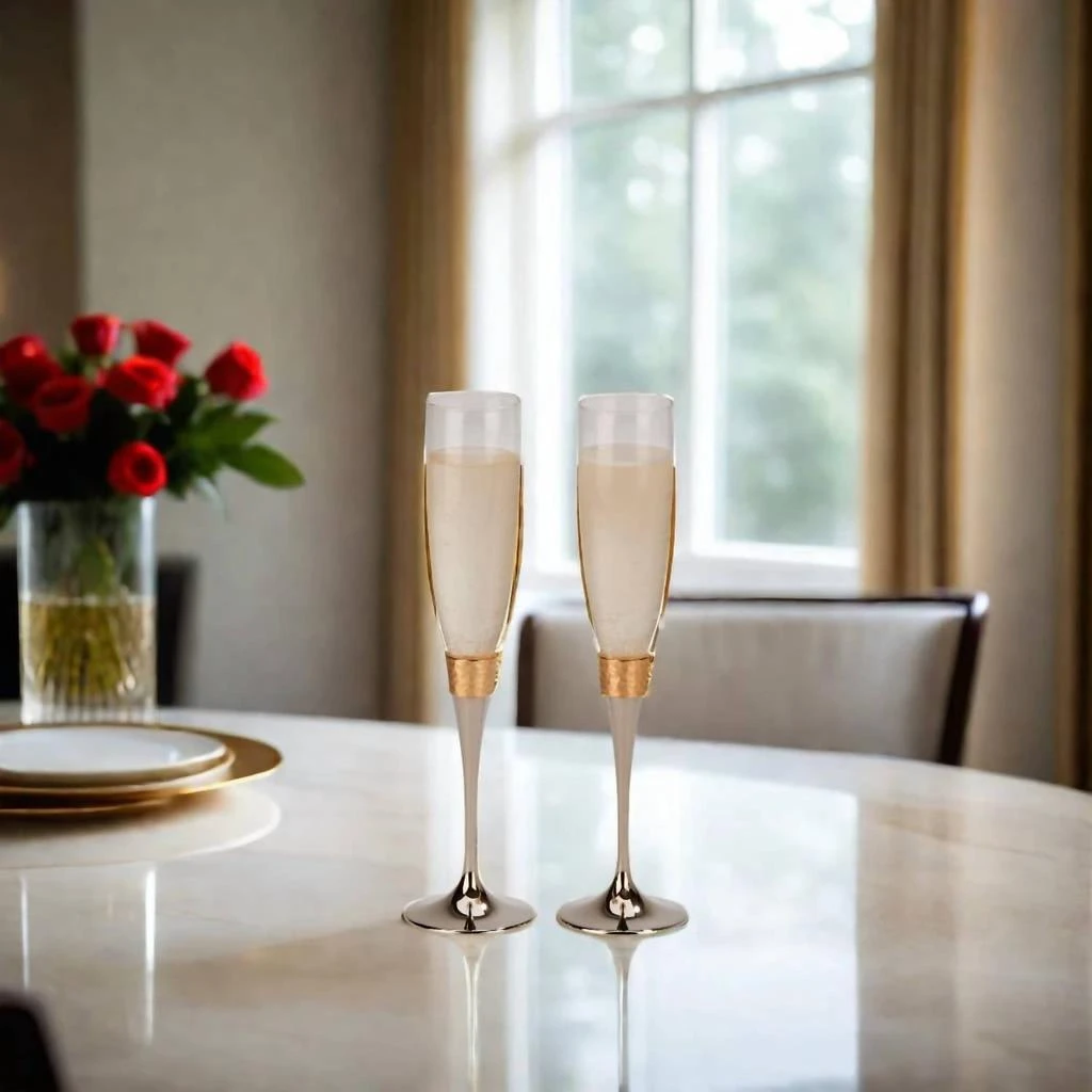 Creative Gifts International Creative Gifts International - Hammered Band Champagne Flutes Set 4