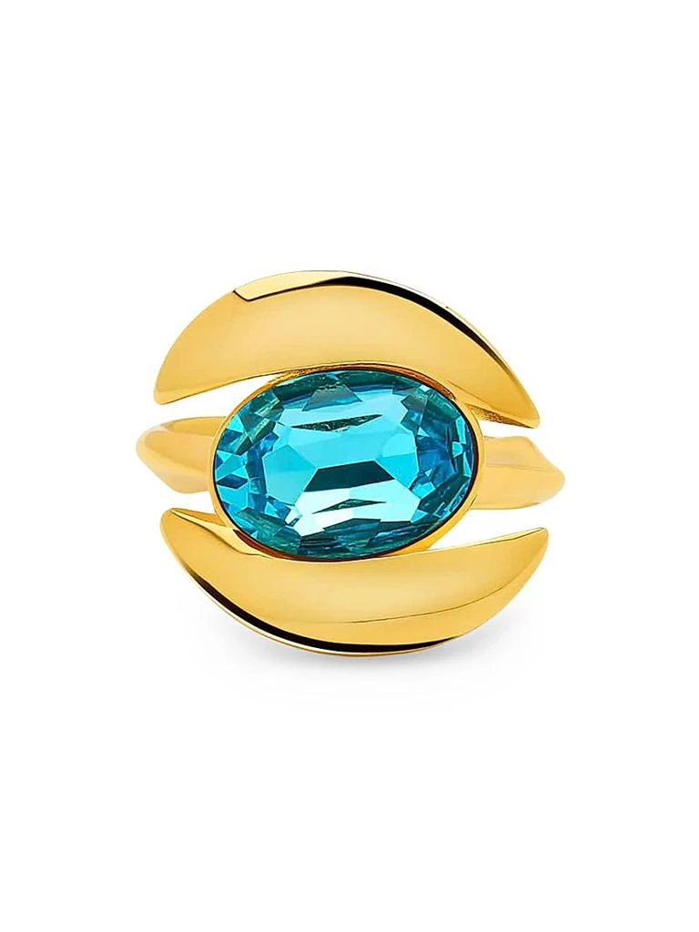 Oscar de la Renta 24K-Gold-Plated Brass 
Glass Crystal Oval Ring 3