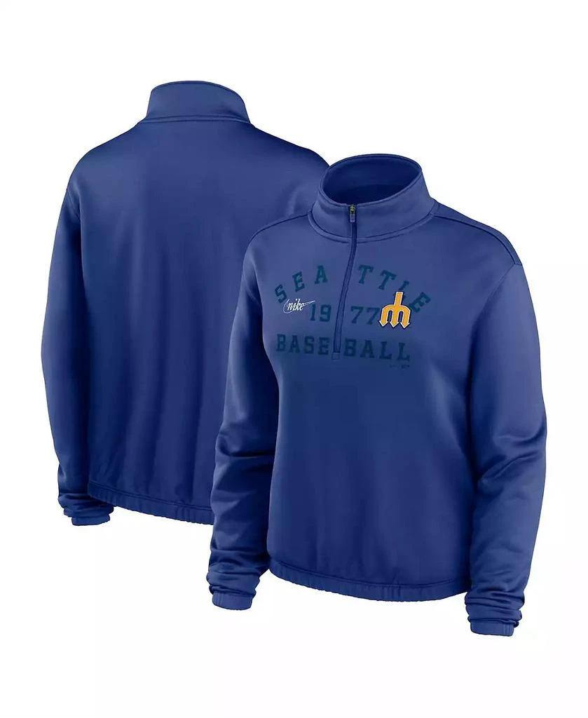 NIKE Women's Royal Seattle Mariners Rewind Splice Half-Zip Sweatshirt 1
