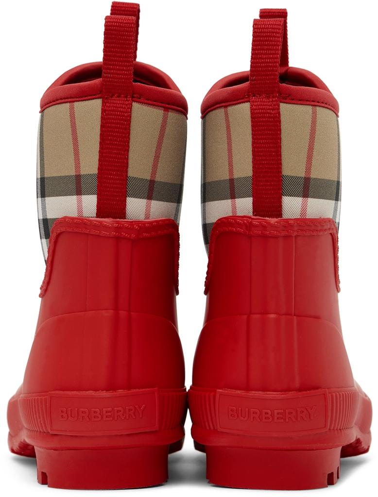 Burberry Kids Red Vintage Check Rain Boots
