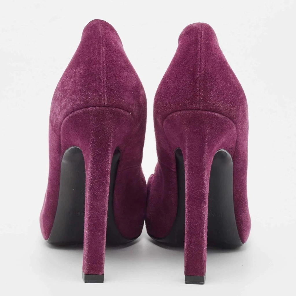 Yves Saint Laurent Yves Saint Laurent Purple Suede Plaque Embellished Round Toe Pumps Size 36.5 5