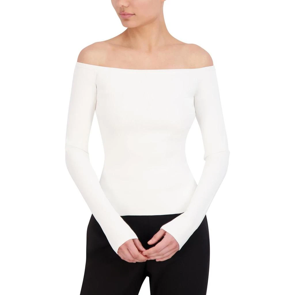 BCBG Womens Ribbed Stretch Off The Shoulder 4