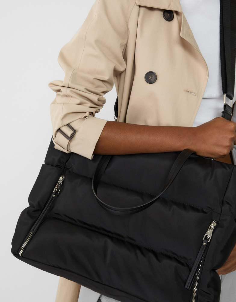 Stradivarius Stradivarius tote bag with zips in black