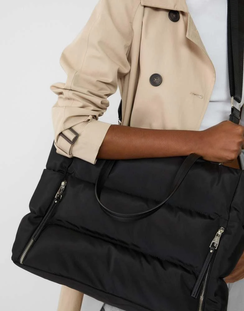 Stradivarius Stradivarius tote bag with zips in black 2