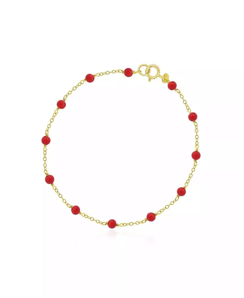 The Lovery Coral Bead Chain Bracelet 14K Gold