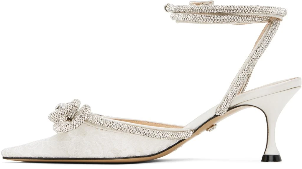 Mach & Mach White Lace Double Bow Kitten Heels 3