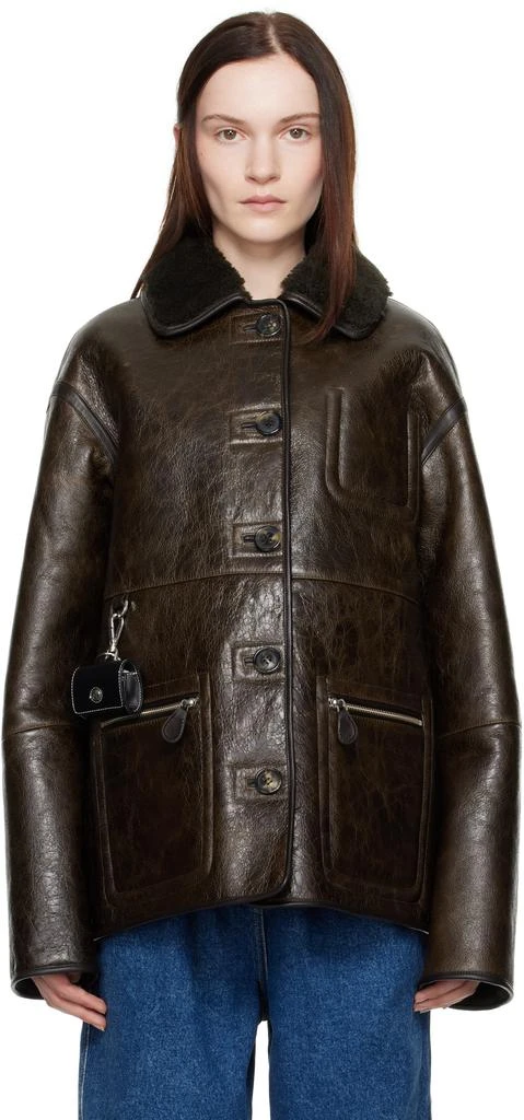 Saks Potts Brown Ada Reversible Leather Jacket 1