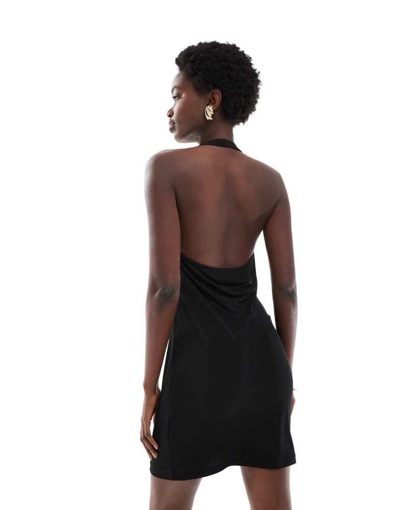 ASOS ASOS DESIGN cowl halter mini dress in black 3